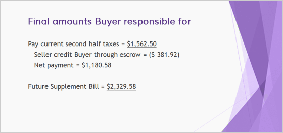 Final Amounts Buyer Responsible For