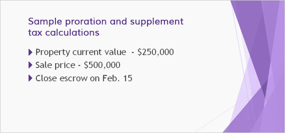 Sample Proration and Supplement Tax Calculations