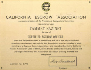 Tammey Bazinet Certified Escrow Officer